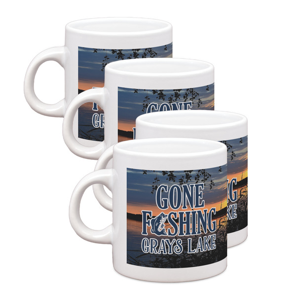 Custom Gone Fishing Single Shot Espresso Cups - Set of 4 (Personalized)