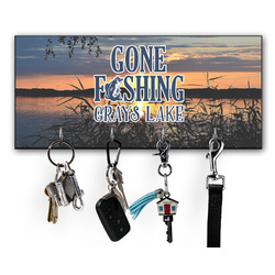 Gone Fishing Key Hanger w/ 4 Hooks w/ Photo