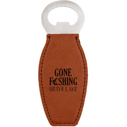 Gone Fishing Leatherette Bottle Opener - Double Sided (Personalized)