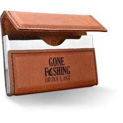 Gone Fishing Leatherette Business Card Case (Personalized)