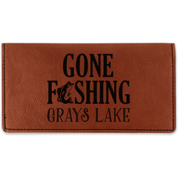 Gone Fishing Leatherette Checkbook Holder - Double Sided (Personalized)