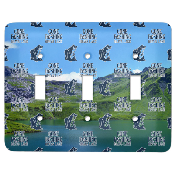 Custom Gone Fishing Light Switch Cover (3 Toggle Plate) (Personalized)