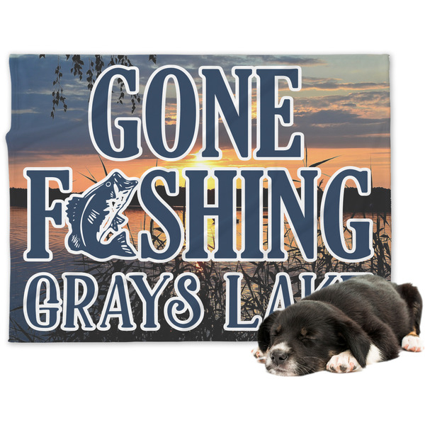 Custom Gone Fishing Dog Blanket - Large (Personalized)