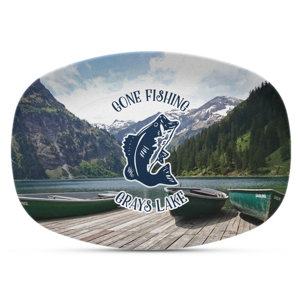 Custom Gone Fishing Plastic Platter - Microwave & Oven Safe Composite Polymer (Personalized)