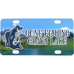 Gone Fishing Mini / Bicycle License Plate (4 Holes) (Personalized)