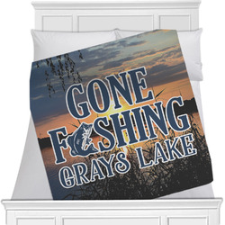 Gone Fishing Minky Blanket - 40"x30" - Double Sided (Personalized)
