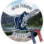 Gone Fishing Round Fridge Magnet (Personalized)