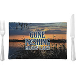 Gone Fishing Rectangular Glass Lunch / Dinner Plate - Single or Set (Personalized)