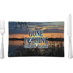 Gone Fishing Rectangular Glass Lunch / Dinner Plate - Single or Set (Personalized)