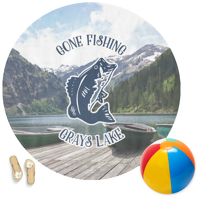 Gone Fishing Design Custom Round Beach Towel