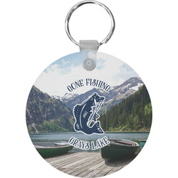 Gone Fishing Round Plastic Keychain (Personalized)