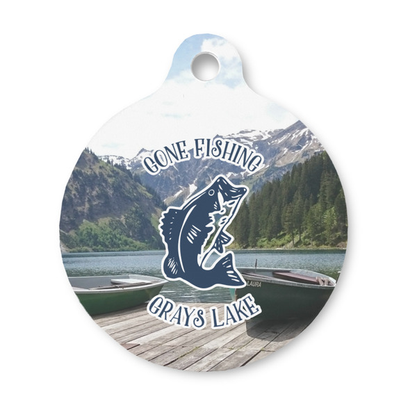 Custom Gone Fishing Round Pet ID Tag - Small (Personalized)