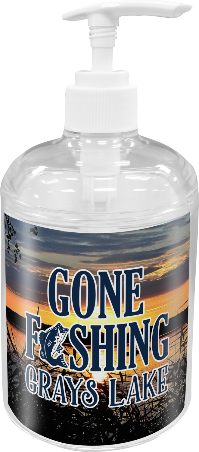 Gone Fishing Design Custom Acrylic Soap & Lotion Bottle
