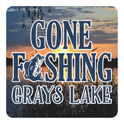 Gone Fishing Square Decal - XLarge (Personalized)