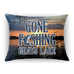 Gone Fishing Rectangular Throw Pillow Case (Personalized)
