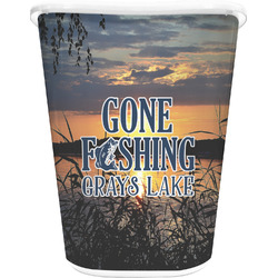 Gone Fishing Waste Basket - Single Sided (White) (Personalized)