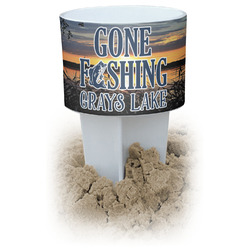 Gone Fishing White Beach Spiker Drink Holder (Personalized)