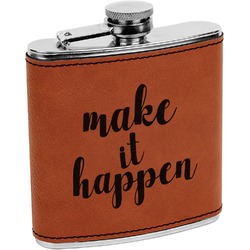 Inspirational Quotes and Sayings Leatherette Wrapped Stainless Steel Flask