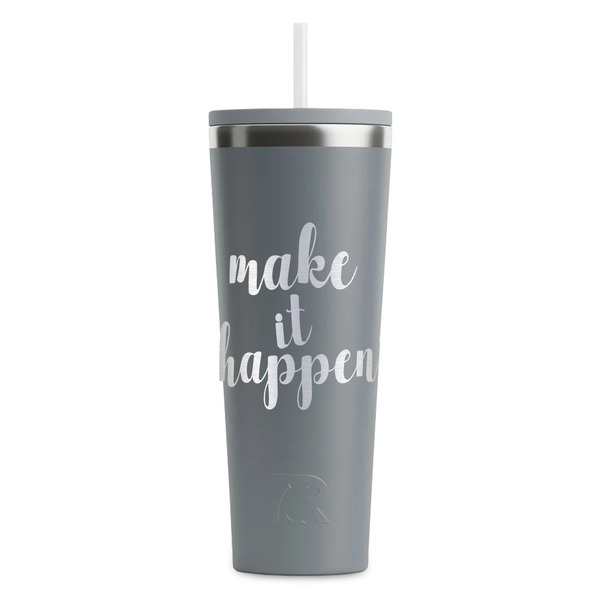 Custom Inspirational Quotes and Sayings RTIC Everyday Tumbler with Straw - 28oz - Grey - Double-Sided