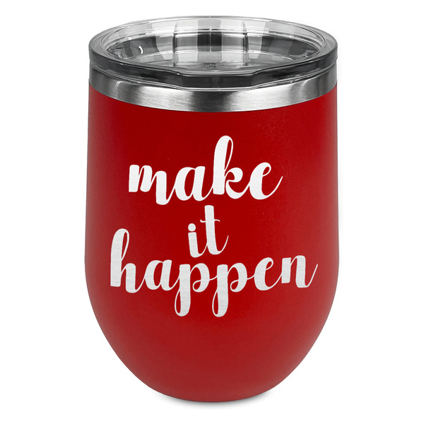 Custom Inspirational Quotes and Sayings Stemless Stainless Steel Wine Tumbler - Red - Double Sided