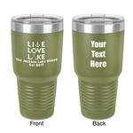 Live Love Lake 30 oz Stainless Steel Tumbler - Olive - Double-Sided (Personalized)