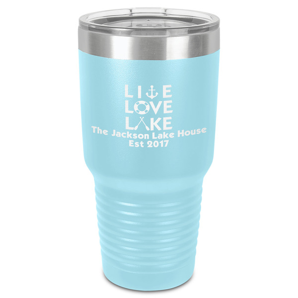 Custom Live Love Lake 30 oz Stainless Steel Tumbler - Teal - Single-Sided (Personalized)