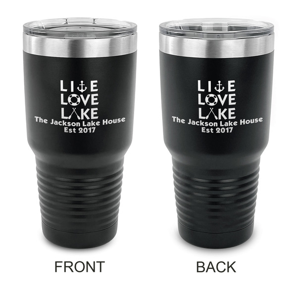 Custom Live Love Lake 30 oz Stainless Steel Tumbler - Black - Double Sided (Personalized)