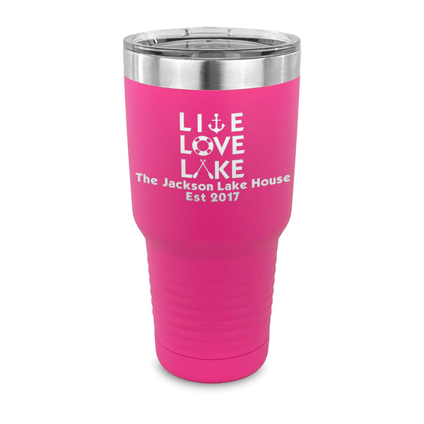 Custom Live Love Lake 30 oz Stainless Steel Tumbler - Pink - Single Sided (Personalized)