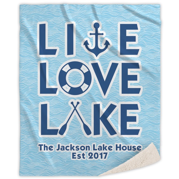 Custom Live Love Lake Sherpa Throw Blanket - 60"x80" (Personalized)