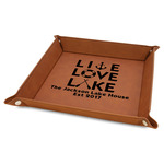 Live Love Lake Faux Leather Dice Tray - 9" x 9" - Rawhide (Personalized)