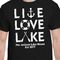 Live Love Lake Black Crew T-Shirt on Model - CloseUp