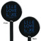 Live Love Lake Black Plastic 5.5" Stir Stick - Double Sided - Round - Front & Back