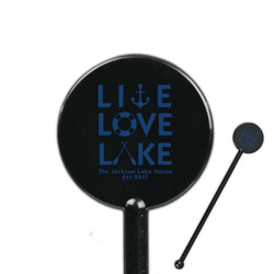 Live Love Lake 5.5" Round Plastic Stir Sticks - Black - Double Sided (Personalized)