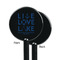 Live Love Lake Black Plastic 5.5" Stir Stick - Single Sided - Round - Front & Back