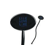 Live Love Lake 7" Oval Plastic Stir Sticks - Black - Single Sided (Personalized)