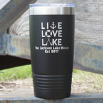 Live Love Lake 20 oz Stainless Steel Tumbler - Black - Double Sided (Personalized)