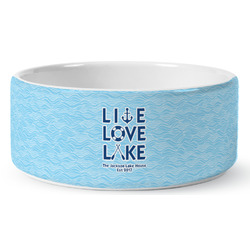 Live Love Lake Ceramic Dog Bowl - Medium (Personalized)