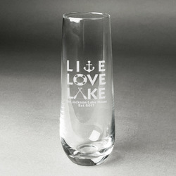 Live Love Lake Champagne Flute - Stemless Engraved - Single (Personalized)