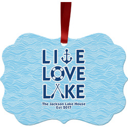 Live Love Lake Metal Frame Ornament - Double Sided w/ Name or Text