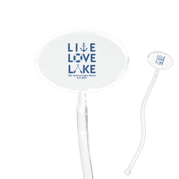 Custom Live Love Lake 7" Oval Plastic Stir Sticks - Clear (Personalized)