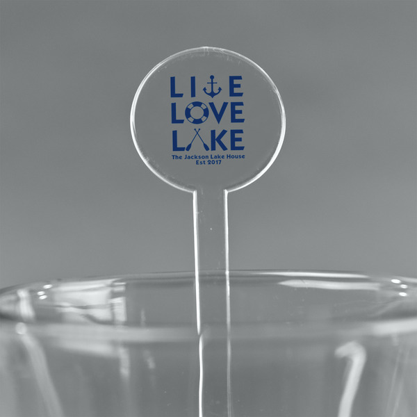 Custom Live Love Lake 7" Round Plastic Stir Sticks - Clear (Personalized)