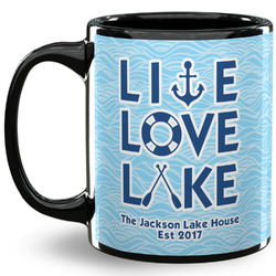 Live Love Lake 11 Oz Coffee Mug - Black (Personalized)