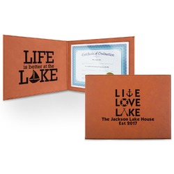 Live Love Lake Leatherette Certificate Holder - Front and Inside (Personalized)