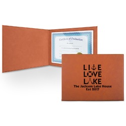 Live Love Lake Leatherette Certificate Holder - Front (Personalized)