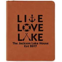 Live Love Lake Leatherette Zipper Portfolio with Notepad - Double Sided (Personalized)