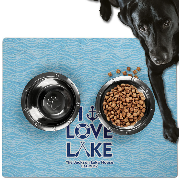 Custom Live Love Lake Dog Food Mat - Large w/ Name or Text