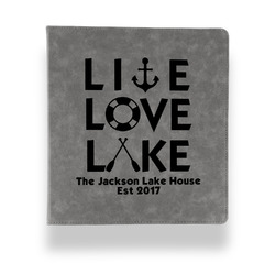 Live Love Lake Leather Binder - 1" - Grey (Personalized)