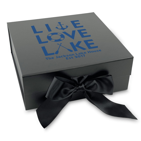 Custom Live Love Lake Gift Box with Magnetic Lid - Black (Personalized)