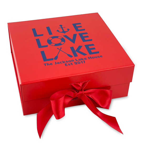 Custom Live Love Lake Gift Box with Magnetic Lid - Red (Personalized)