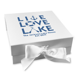 Live Love Lake Gift Box with Magnetic Lid - White (Personalized)